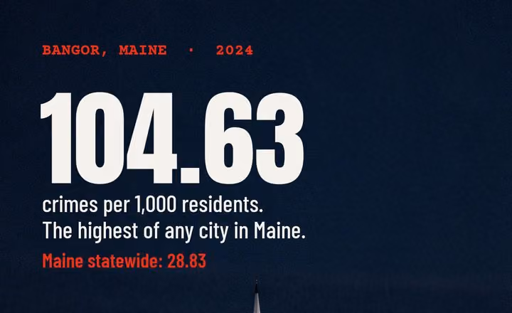 Phone wallpaper showing Bangor's 2024 crime rate